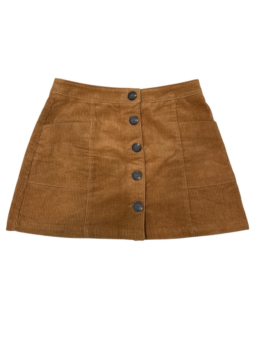 Chloe & Katie Chestnut Corduroy Button-Front A-Line Mini Skirt Size Medium